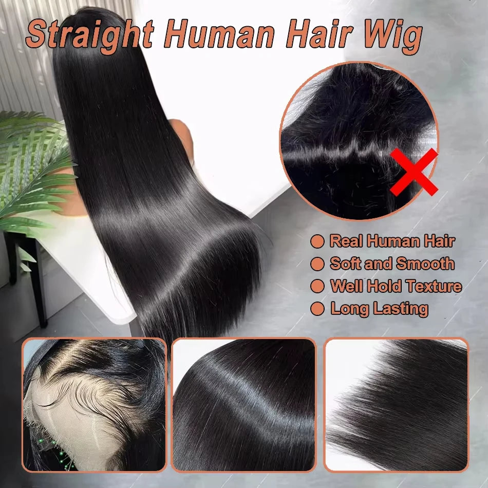 Human Hair Brazilian Bone Straight 13x4 HD Lace Front Wig 40 Inch 13x6 Lace Frontal 4x4 5x5 Glueless Clourse Wigs Pre Plucked