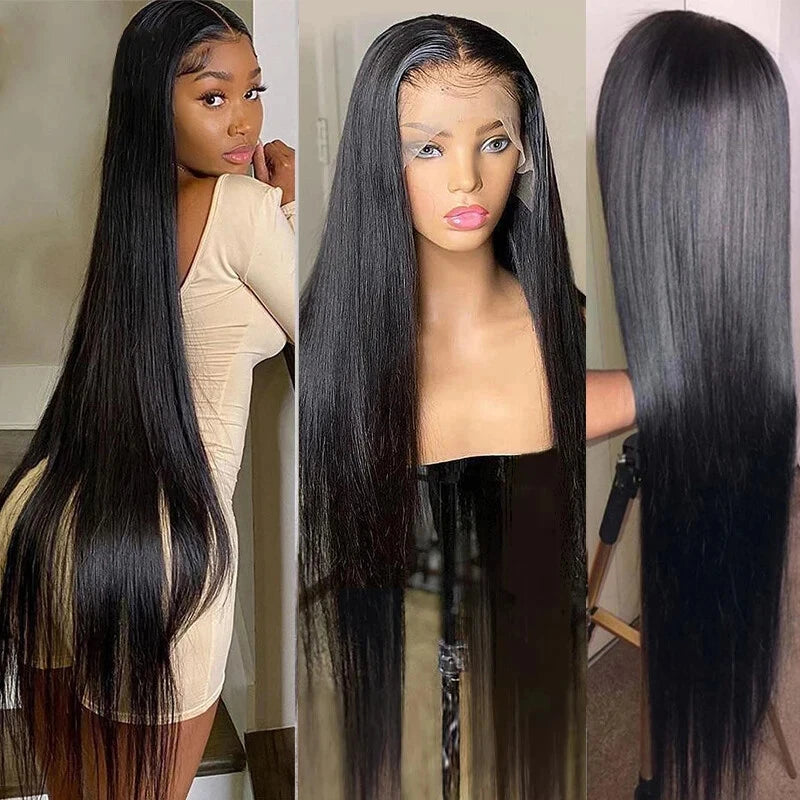Human Hair Brazilian Bone Straight 13x4 HD Lace Front Wig 40 Inch 13x6 Lace Frontal 4x4 5x5 Glueless Clourse Wigs Pre Plucked